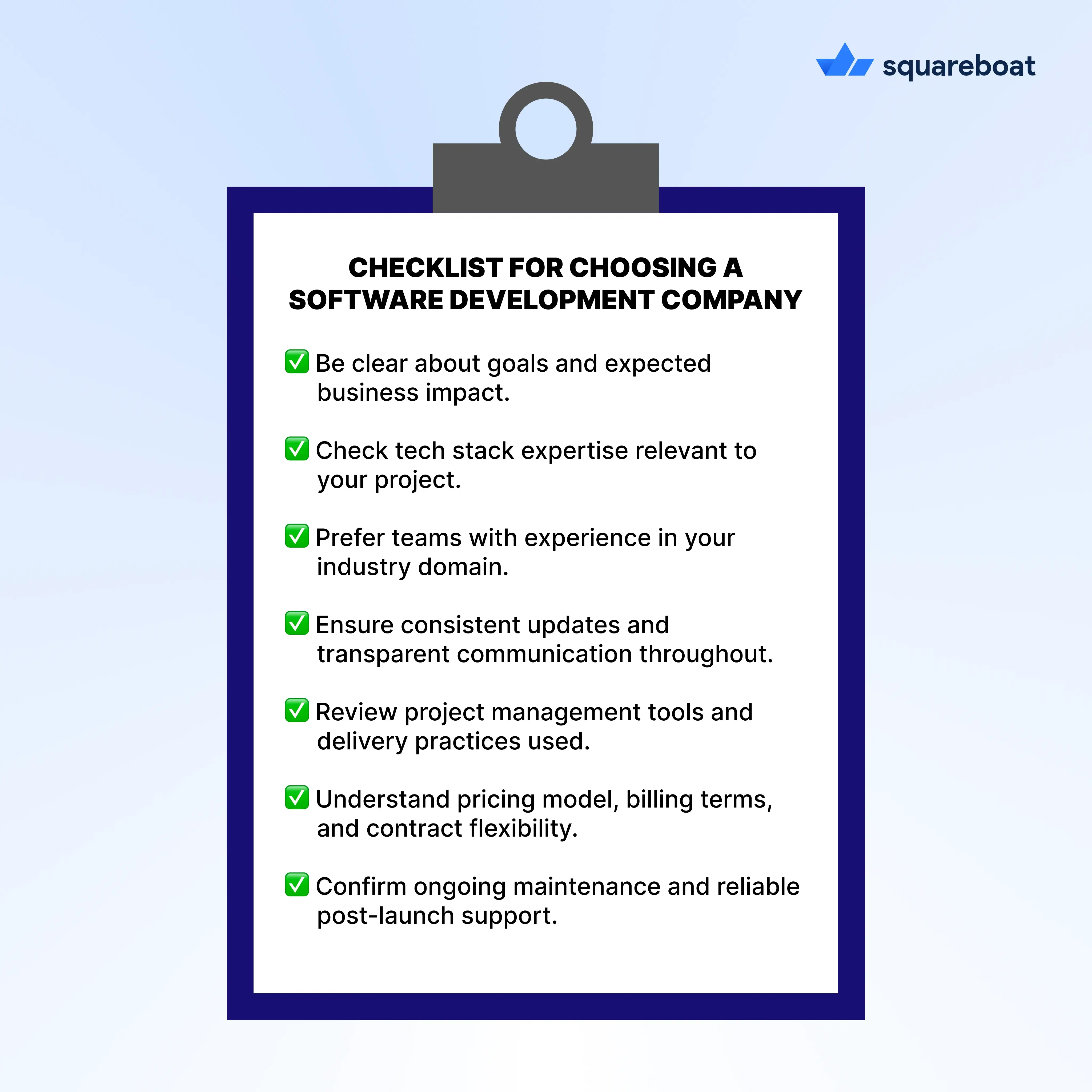 checklist for choosing a software developement company